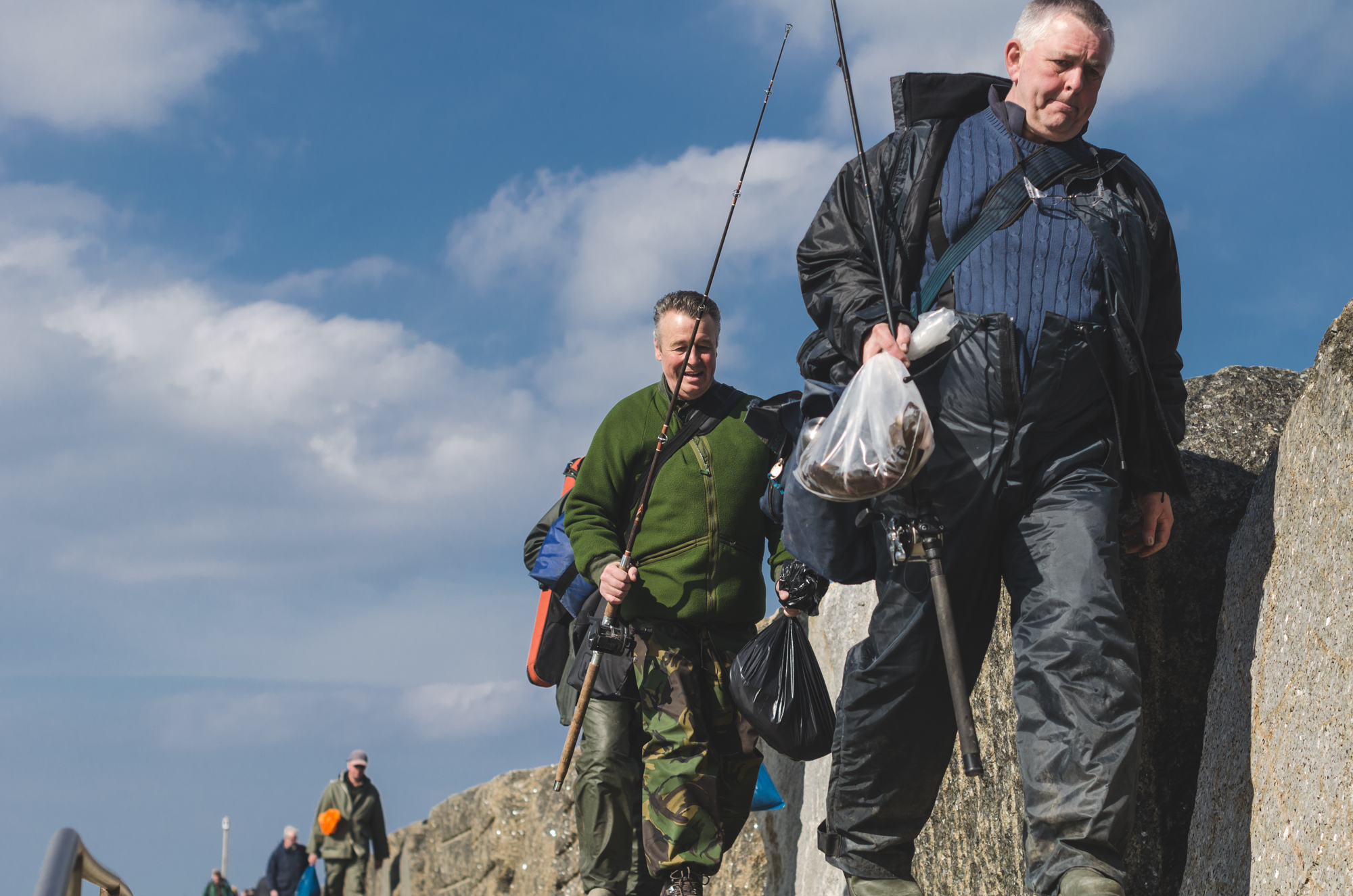 Fishermen in Staithes, Yorkshire, England