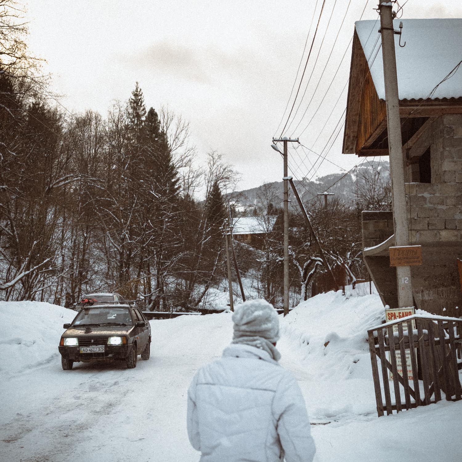 Snowy winter in the Carpethian mountains in Ukraine