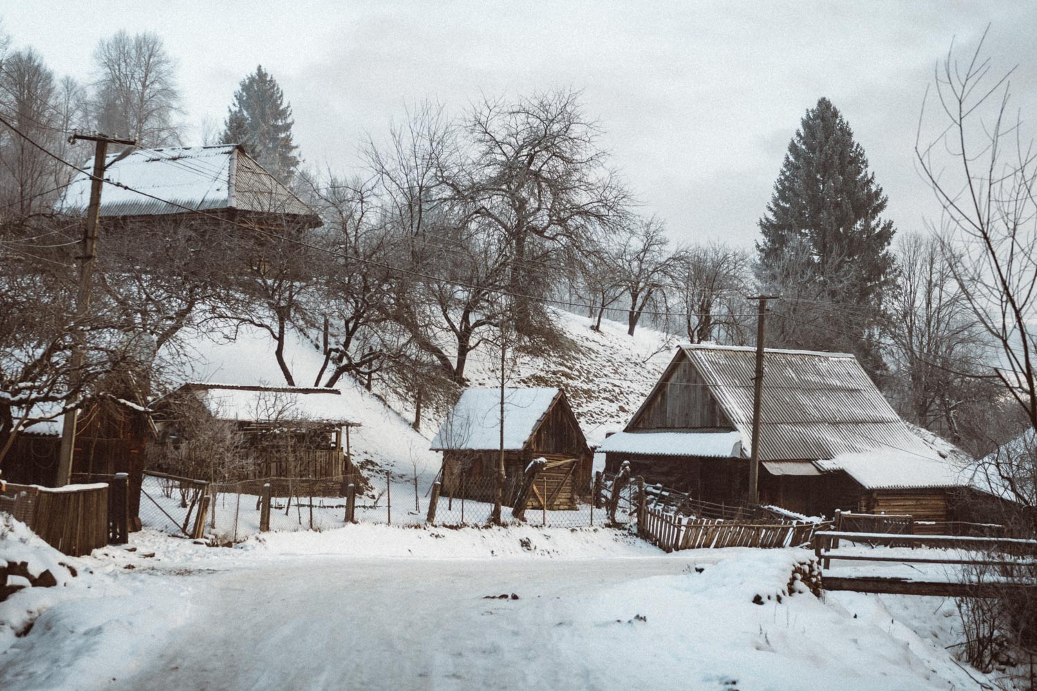 Snowy winter in the Carpethian mountains in Ukraine